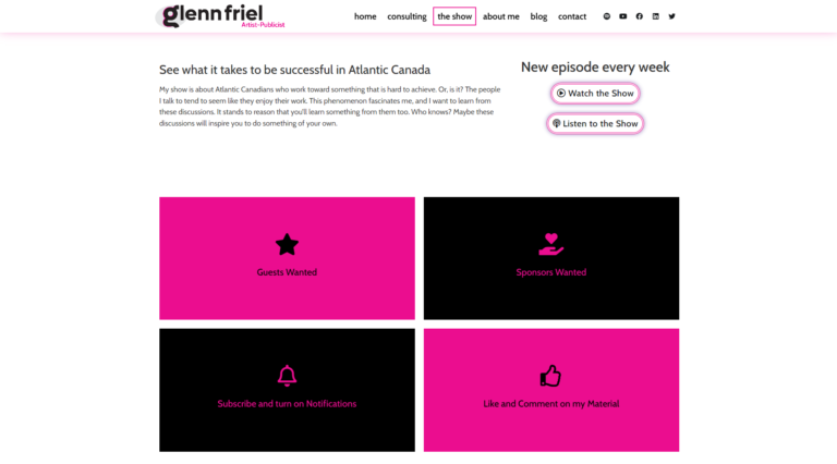 Screenshot of glennfriel.com