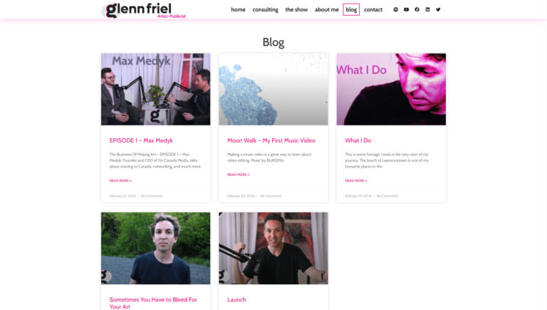 Screenshot of glennfriel.com